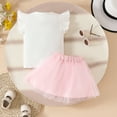 thumbnail image 3 of Hienoo Infant Girls Outfits Ruffle Bowknot Ribbed T-Shirt and Tutu Skirt Set Summer 2-Piece Set, 3 of 3