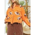 thumbnail image 3 of Womens Corduroy And Rugby Sequined Cropped Jacket Vintage Gameday Sequin Patched Jacket Coat, 3 of 13