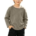 thumbnail image 2 of WAVSUF Boys Cotton Tee Long Sleeve Crew Neck Lightweight Soft Comfort Fall Casual Comfort Undershirt Khaki 10-12, 2 of 9
