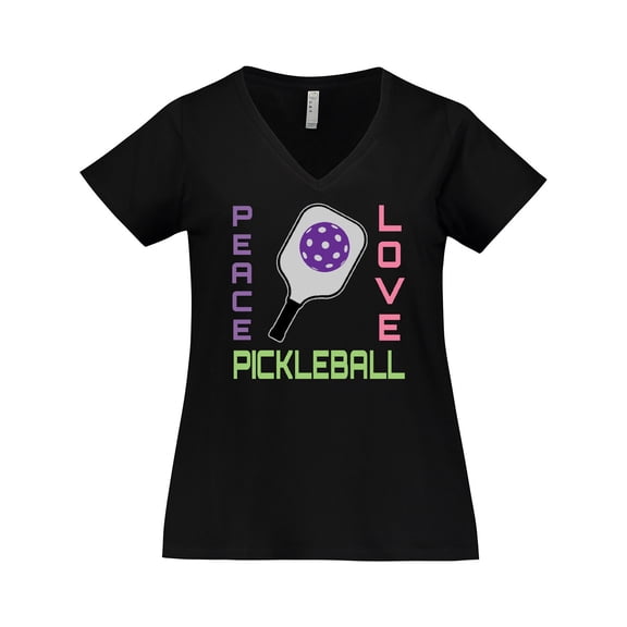 Inktastic Peace Love Pickleball Women's Plus Size V-Neck T-Shirt