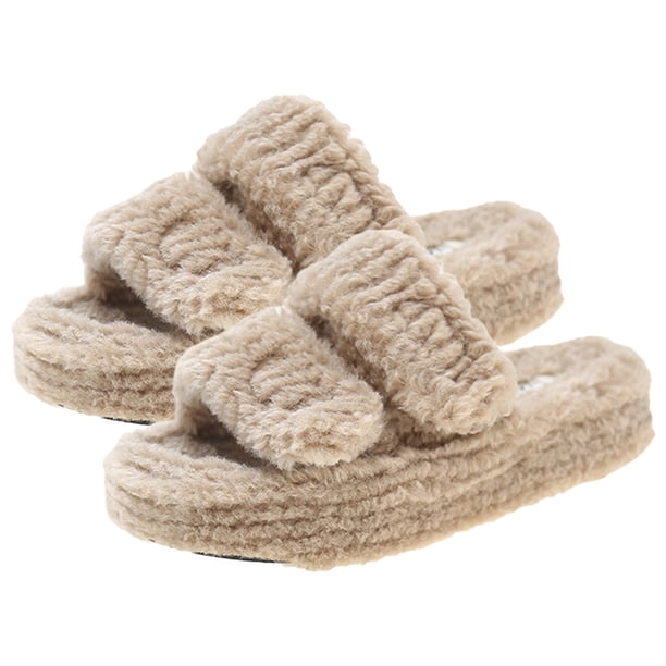 Zapatillas cómodas de felpa para mujer, antideslizantes, cálidas, para interior, casa, dormitorio