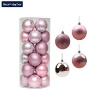 WJSXC 24Pcs Christmas Balls Christmas Tree Ornaments Pendent Hanging Balls - Christmas Decorations Balls for Home Holiday Party 1.57" Pink
