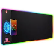 Famistar RGB Mouse Pad with Wireless Charging, Extended Large Gaming Mouse Pad with 10W Fast Charging, 10 Colors LED Light, Premium Smooth Surface, Non Slip Mouse Mat for Gaming,Desks, PC,Office