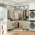 thumbnail image 6 of Aheaplus Closet System with 3 Sets, 86.8" Closet Organizer System with 6 Drawers & 4 Hanging Rods, L Shaped Walk-in Closets, Wardrobe Set, Corner Tower, Garment Rack Load 2000+LBS,White Oak, 6 of 7