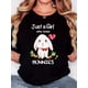 thumbnail image 1 of Women'S T-Shirt, Directional Easter "Bunnies Love Radish Rabbit White" Print, Retro Minimalist Fashion, Round Neck, Casual Comfort, Sports Short-Sleeved T-Shirt, 1 of 7