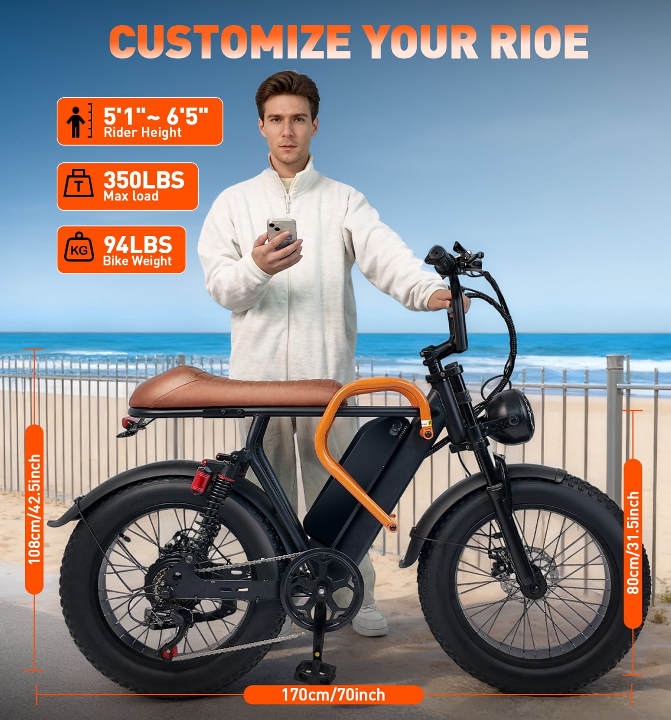Setohet 73D Peak 1500W Electric Bike, 20" Fat Tire E-Mountain Bikes, 48V 20Ah 30MPH Ebike for Adults Full Suspension UL2849