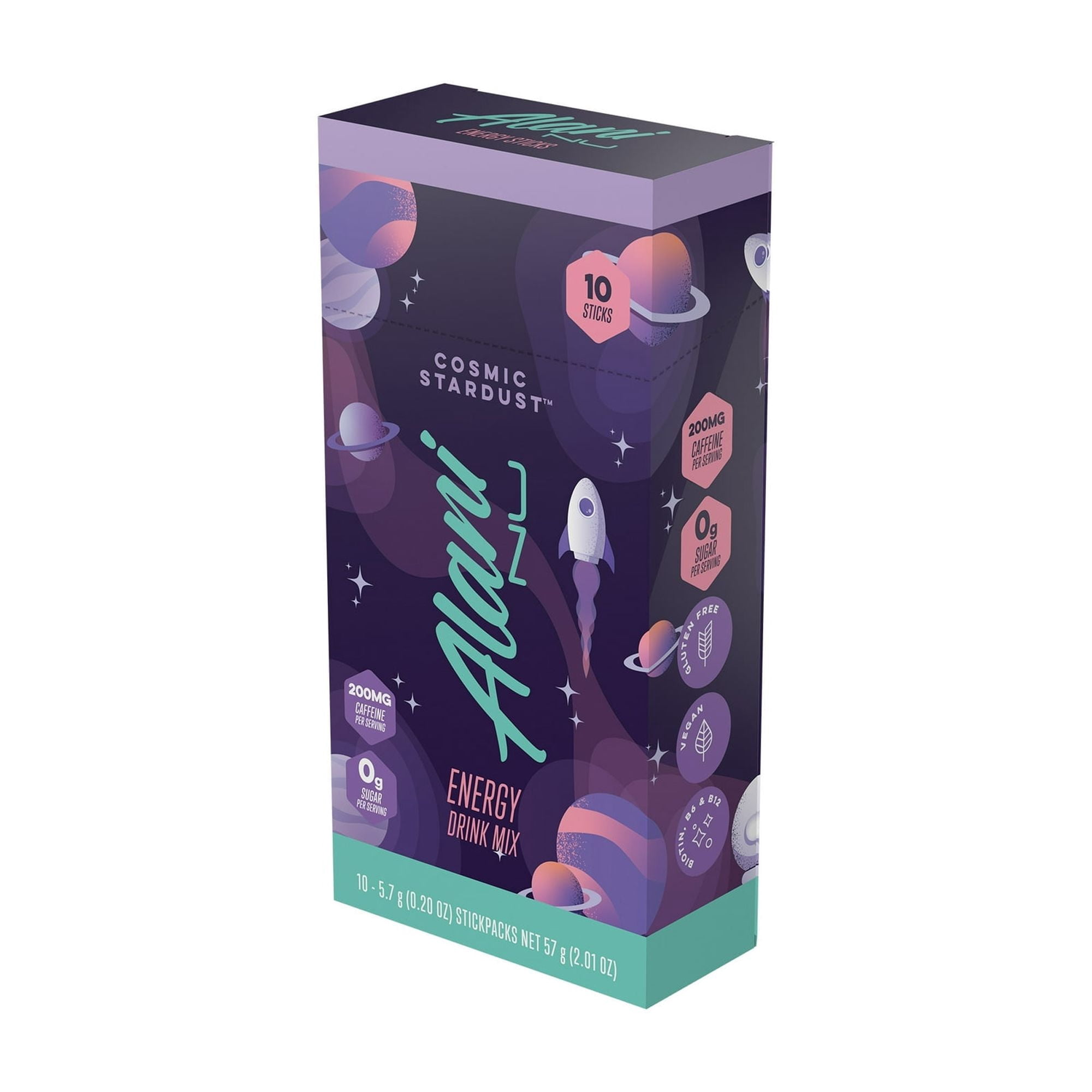Alani Nu Energy Sticks, Cosmic Stardust, 10 Count, 200mg Caffeine, Zero Sugar - pack of 2
