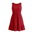 thumbnail image 4 of Girl's Summer Dresses Spaghetti Strap Swing Pleated Cotton Dress Tween Kids Boho Beach Casual Midi Sundress Red 7-8 Years, 4 of 6