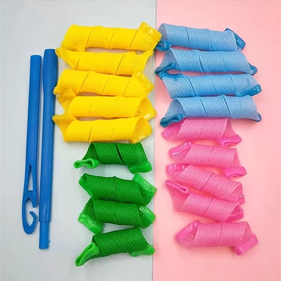 18pcs/set Soft Heatless Spiral Curlers, DIY Magic Hair Rollers, Magic Circle Twist Spiral Styling Tools With Hook
