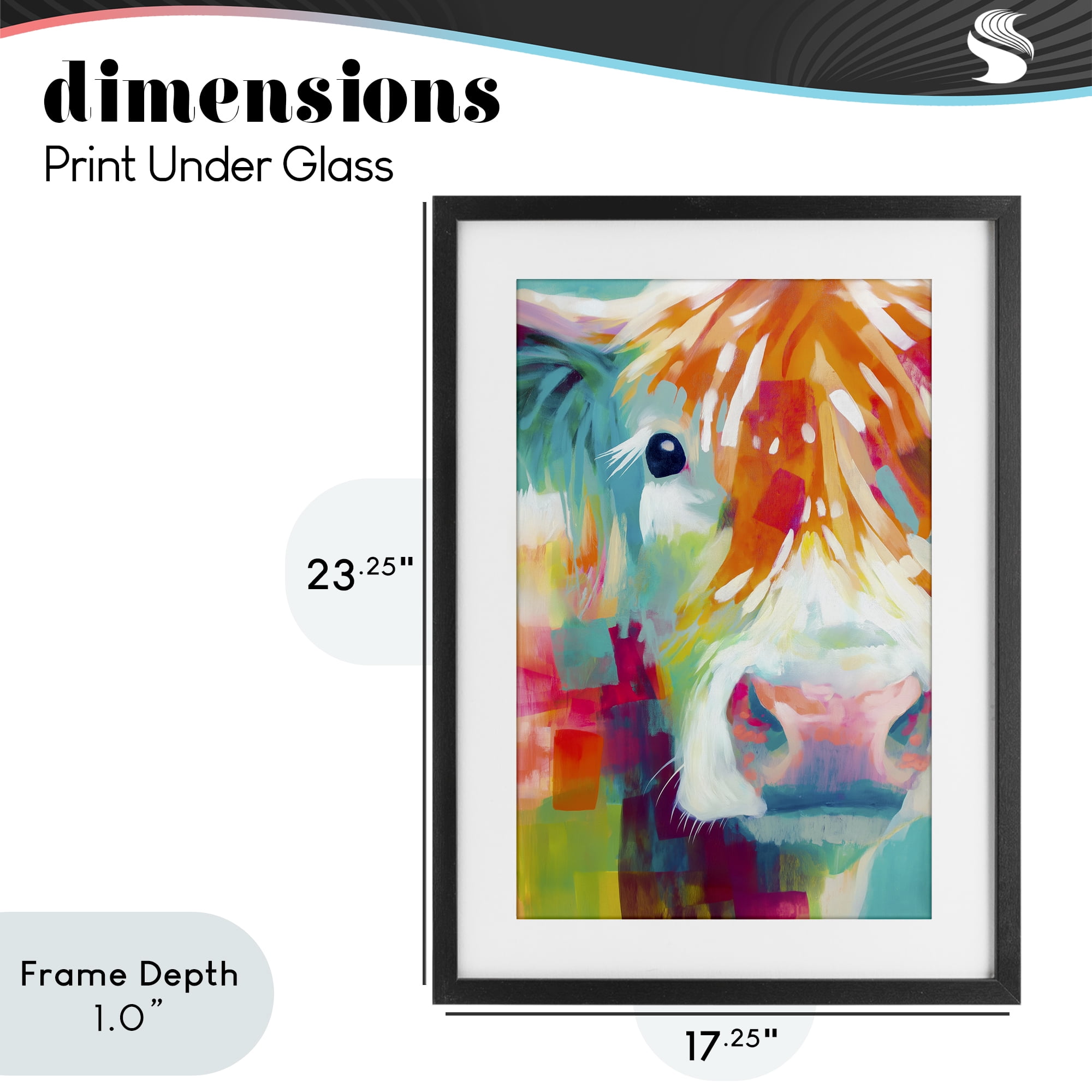 Stupell Industries Highland Portrait in Brights Black Framed Print Under Glass, design by Chromatic Storm Studio