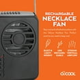 thumbnail image 2 of O2COOL 3.5 inch Deluxe Personal Rechargeable Necklace Fan for Cooling, 3 Speed Vertical Air Flow, Black, 2 of 9