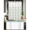 thumbnail image 6 of No Hook Shower Curtain with Snap in Liner,Abstract Teal Stripe Geometric Art Waterproof Bath Curtain Double Layers with See Through Top Window,Modern Pinstripes on Beige Hotel Shower Curtains 60x72in, 6 of 9