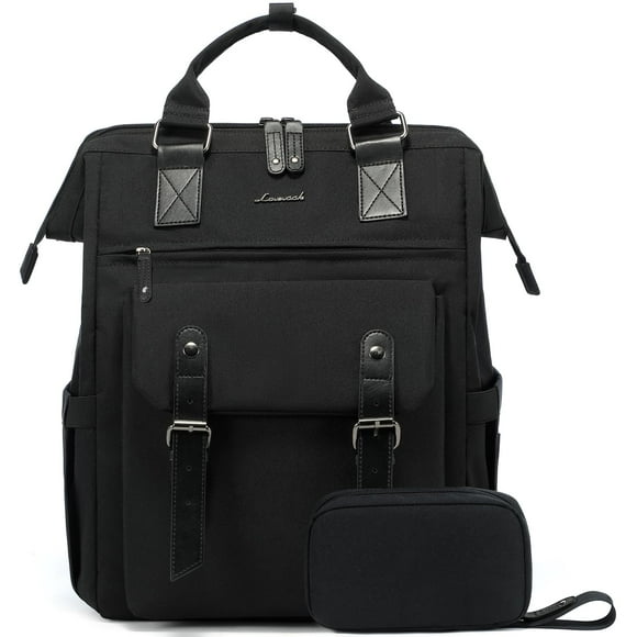 Mochila para portátil LOVEVOOK para mujer, trabajo y viajes de 17 pulgadas, negra