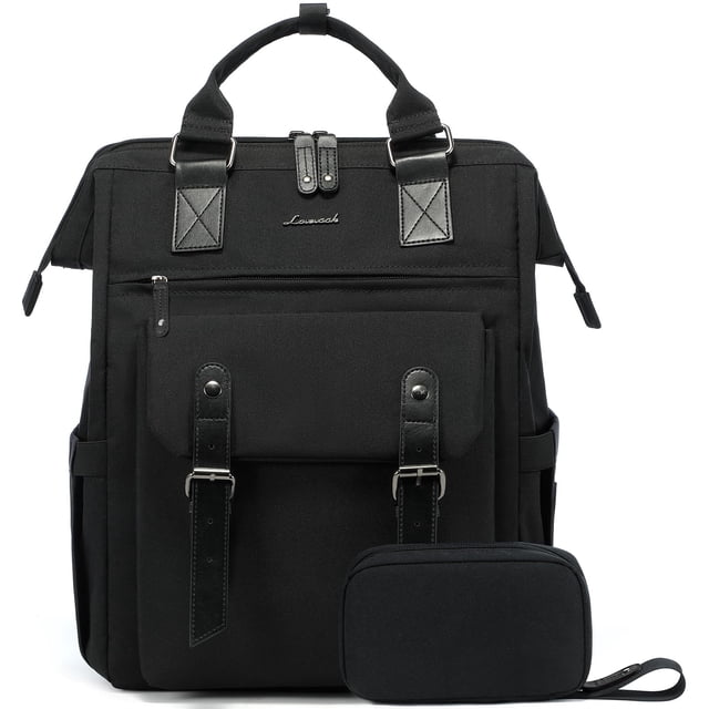 Mochila para portátil LOVEVOOK para mujer, trabajo y viajes de 17 pulgadas, negra