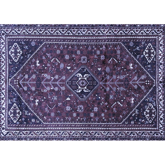 Ahgly Company Machine Washable Indoor Rectangle Persian Blue Traditional Area Rugs, 2' x 5'