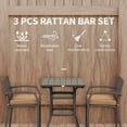 thumbnail image 3 of Outsunny 3 PCS Rattan Wicker Bar Set with Wood Grain Top Table and 2 Bar Stools for Outdoor, Patio, Poolside, Garden, Brown, 3 of 9