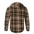 thumbnail image 4 of Mens Shirts Men's Flannel Plaid Hooded Jacket Button Down Sherpa Fleece Lined Long Sleeve Warm Y2k Heavyweight Coat, 4 of 5