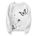 thumbnail image 5 of Fiaer,Women's Crew Neck Sweatshirts Loose Fit Dandelion Animal Printed Plus Size Pullover Long Sleeve Casual Trendy No Hooded Hoodies White XL, 5 of 5