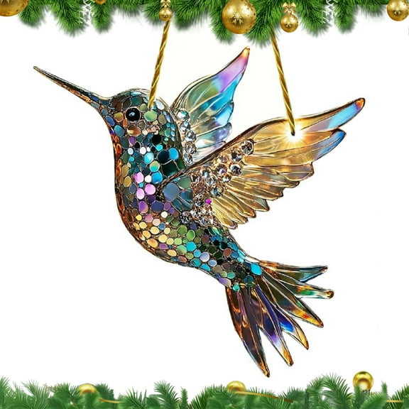 Spirit Birds Sun Catcher, Hanging Hummingbird Suncatchers for Window, Acrylic Stain Glass Pattern Birds Christmas Decoration, Bird Sun Catchers Gifts for Bird Lovers