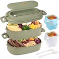 thumbnail image 1 of Lunch Boxes - 2-in-1 Stackable Bento Lunch,1550ml Cutlery Set Bento Boxes - For Kid Men Women Adults Working Schools ,suitable For Microwave And Dishw, 1 of 4