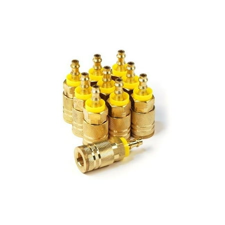 6-Ball Industrial Coupler Brass 0.25 x 0.25 in. Push Lock Hose Barb - Pack of 10