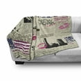 thumbnail image 3 of United States Soft Flannel Fleece Throw Blanket, Newspaper New York Sketchy of Liberty and Texts Lipstick Vintage, Cozy Plush for Indoor and Outdoor Use, 60" x 80", Multicolor, by Ambesonne, 3 of 6