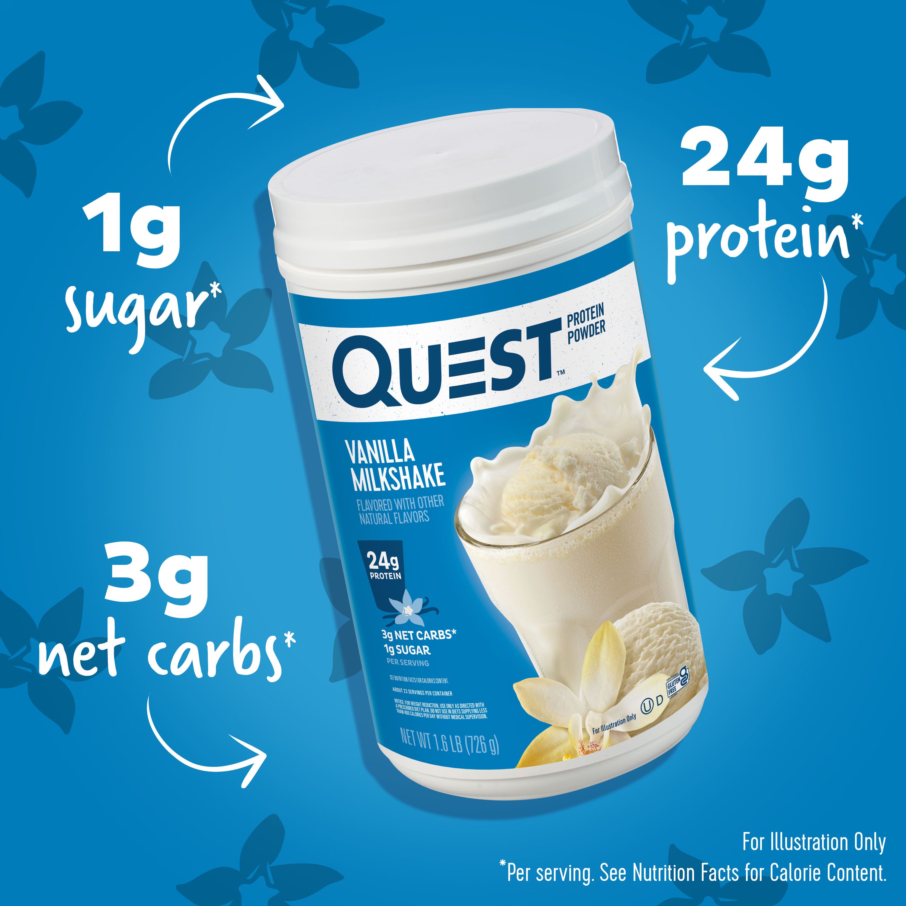 Quest Protein Powder, Vanilla Milkshake, 24g Protein, 1.6 lb., 25.6 oz - image 3 of 8