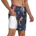 thumbnail image 2 of Kdxio Cartoon Dinosaur Print Men'S Swim Trunks With Compression Liner 7 Inch Inseam Quick Dry Swim Shorts, 2 of 7