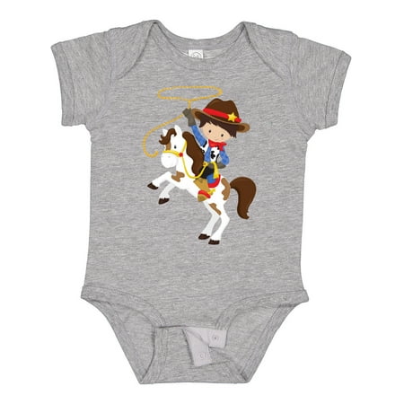 

Inktastic Cowboy Sheriff Horse Lasso Western Brown Hair Gift Baby Boy Bodysuit