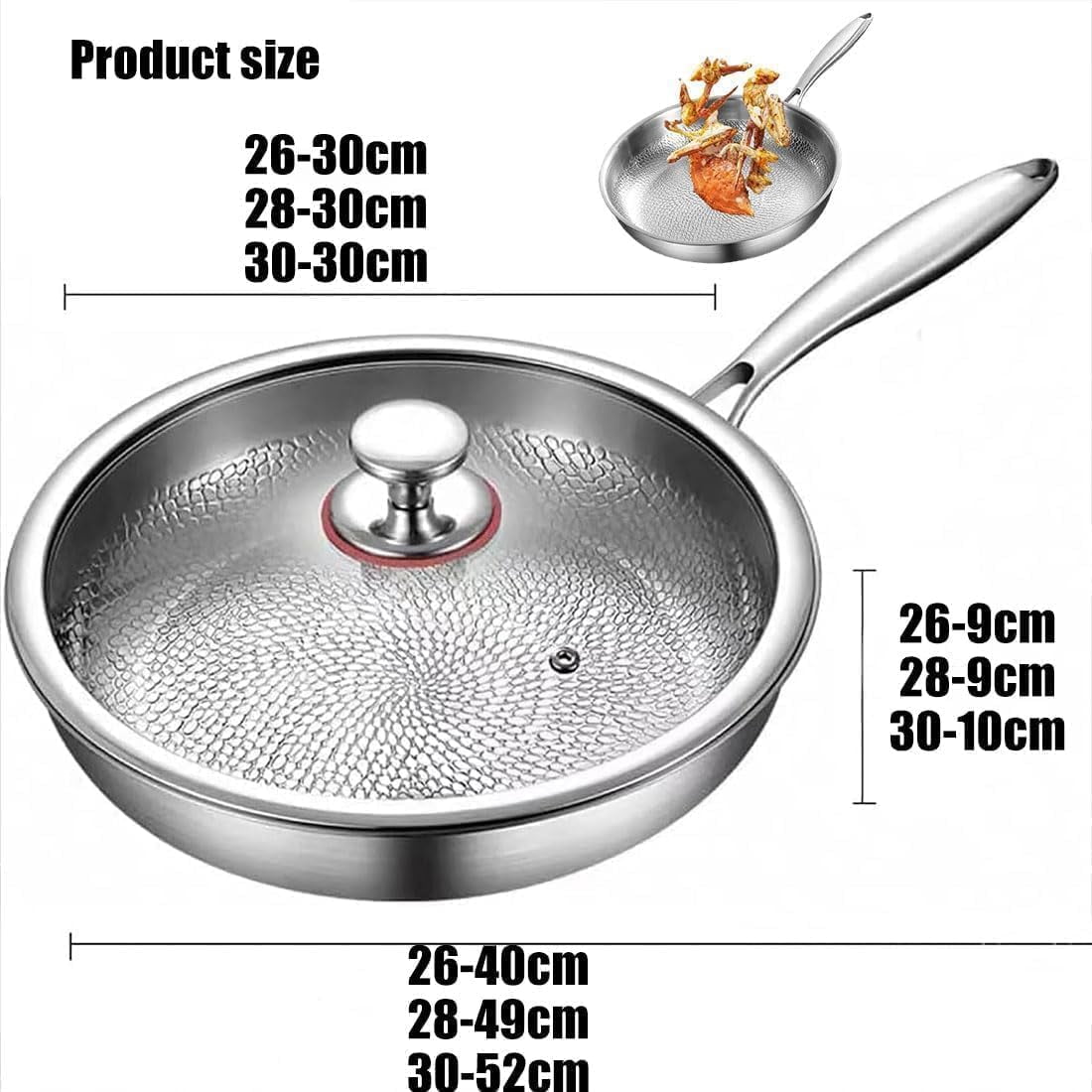 2025 New Titanium Pan, Pure Titanium Pro Frying Pan with Lid, Hammered Non Stick Fry Pan - Fast & Even Heating, Oven-Safe Up to 750°F, Dishwasher Safe, for Every Cooktop (With Lid,11.8in)