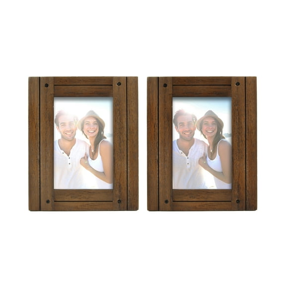 Prinz Homestead 4x6 Walnut Picture Frame, Set of 2 Coastal Decor Rustic Frames, Tabletop or Wall-Mount
