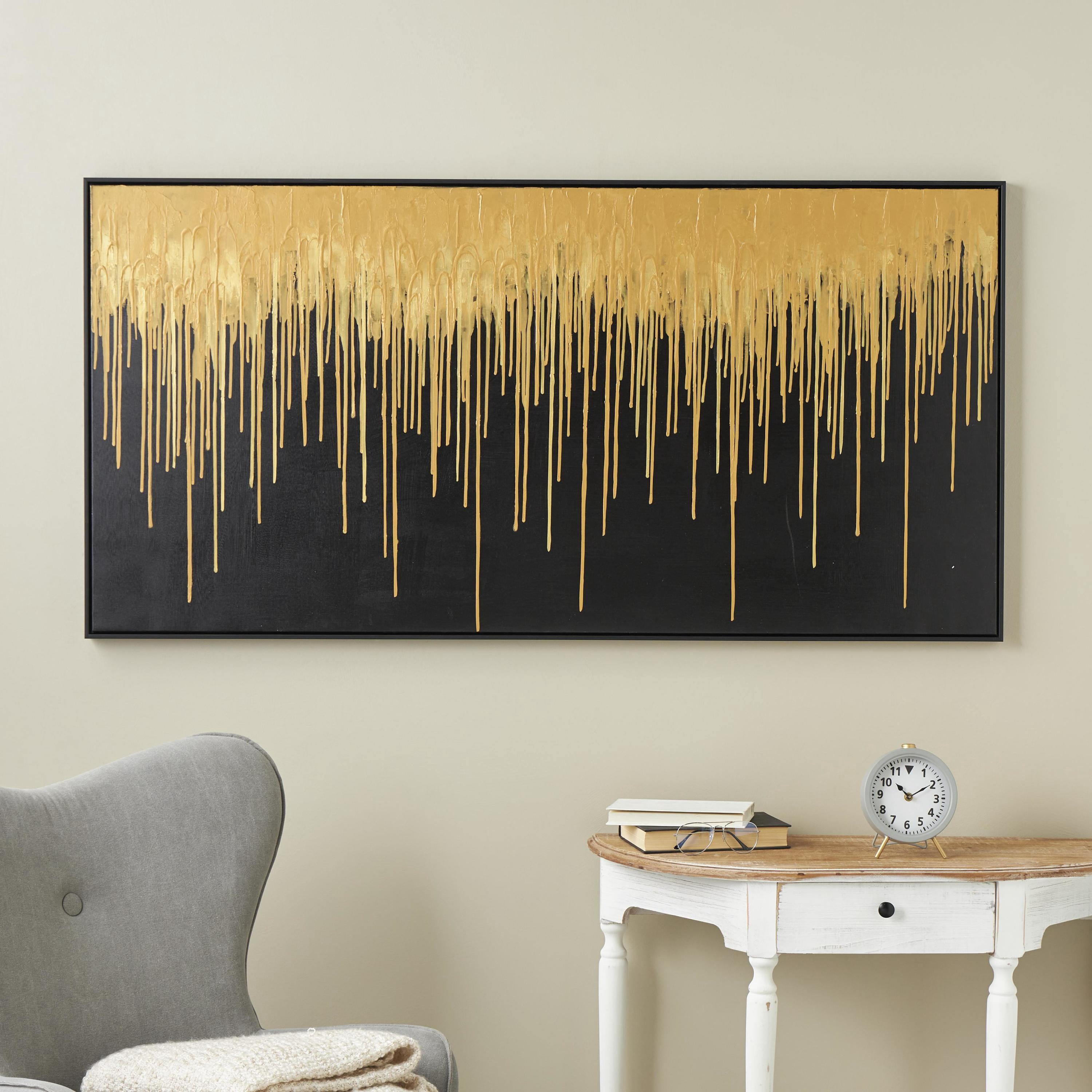 59" x 30" Melting Drip Abstract Framed Wall Art with Black Frame, by DecMode
