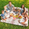 thumbnail image 7 of Pretty Pink Floral Seamless Pattern Picnic Blanket Waterproof Outdoor Beach Blanket Hand-held Pad Suitable for Travel, Camping, Beach, Family Gatherings, 7 of 7