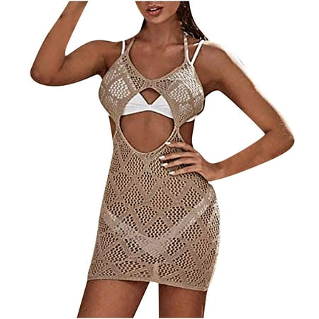Fesfesfes Cover Ups for Women s Swimsuit Beach Cover Up Shirt Bikini Beachwear Bathing Knit Blouse