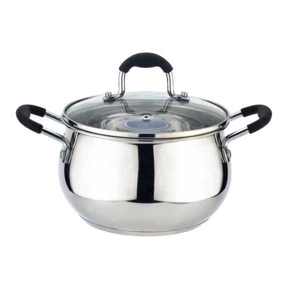 American Dream Home Goods 2.5 qt Stainless Steel Saucepan with Tempered Glass Lid, Induction-Compatible, Silver