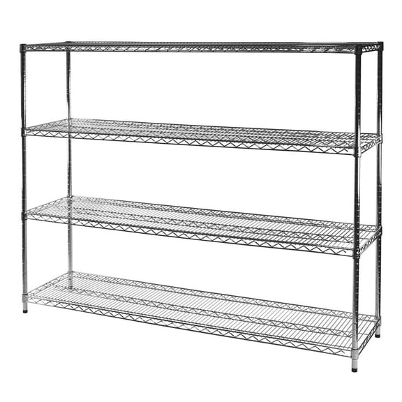 Shelving Inc. 21"d x 72"w x 64"h Chrome Wire Shelving with 4 Tier Shelves, Weight Capacity 500lbs Per Shelf
