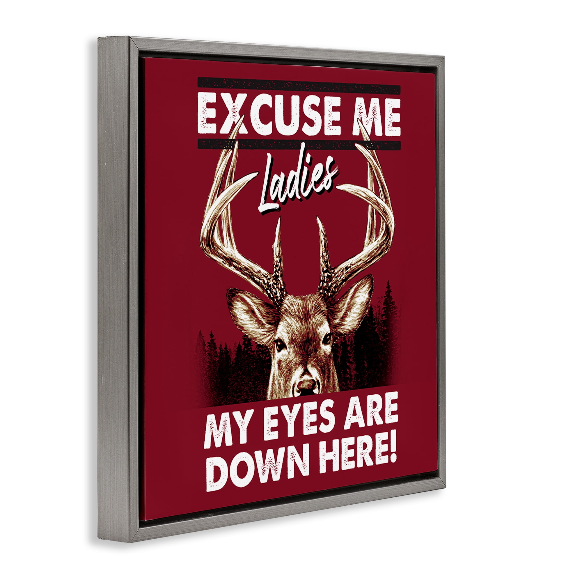 Stupell Industries Eyes Are Down Here Animals Painting Gray Floater Framed Canvas Art Print Wall Art, 25 x 25