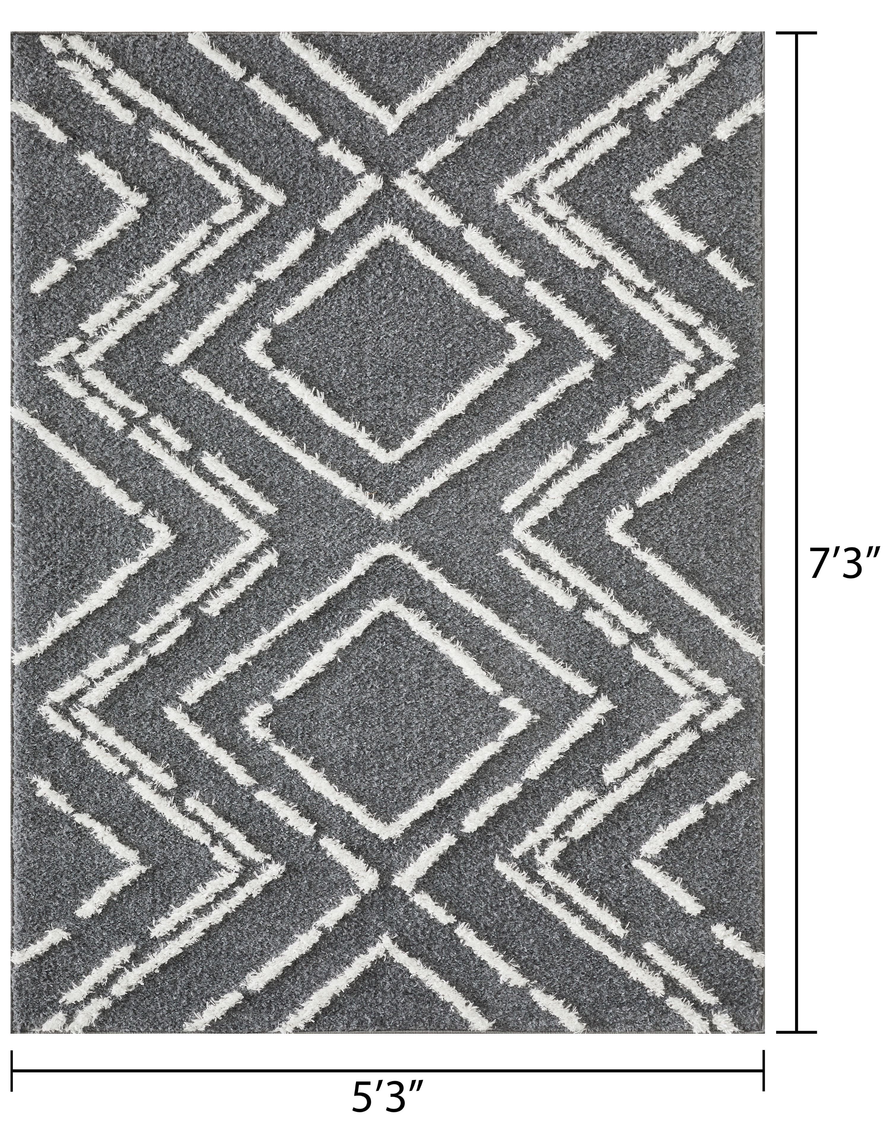 Loomaknoti Vemoa Armeley 5' x 7' Blue Geometric Polyester Indoor Area Rug