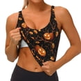 thumbnail image 3 of Picia Halloween With Pumpkins Sports Bra for Women,Padded Strappy Sports Bras Medium Support Yoga Bra with Removable Cups,Running Yoga Bra-XX-Large, 3 of 9