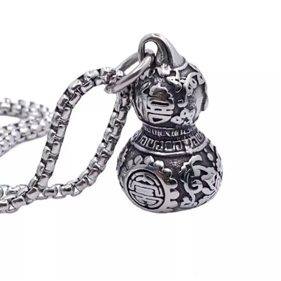 HOOUN Men's Chinese HULU Necklace Pendant for men's Lucky Wealth Jewelry gift