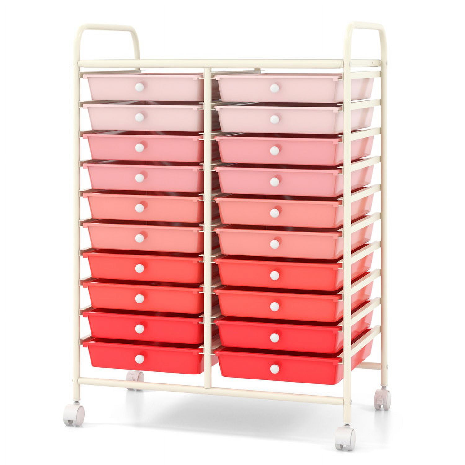 Demi Bonn 20 Drawers Storage Rolling Cart Studio Organizer with 4 Universal Casters, Gradient Pink