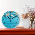 thumbnail image 2 of GZHJMY Summer Wooden Planks Wall Clock, 10" Silent Non Ticking Round Clock, Oil Painting Easy to Read Clock for Living Room Bedroom Bathroom Home Decor Holiday Gifts, 2 of 7