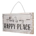 thumbnail image 3 of Decorative Wooden Sign Novel Waterproof Table Sign Hanging Decoration with Happy Place for Courtyard, 3 of 12