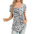 thumbnail image 1 of Pompotops Femmes Mode Imprimé Casual V-Cou Manches Courtes T-Shirt Chemisier Tops, 1 of 6