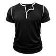 thumbnail image 3 of Shirts for Men Short Sleeve,Mens Casual Short Sleeve Henley Shirts Comfortable Cotton Vintage Raglan Sleeve T-Shirts with Soft Button Placket, 3 of 6