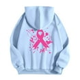 thumbnail image 5 of Arlun Womens Zip up Hoodies Pink Ribbon Cancer Awareness Graphic Hooded Sweatshirts Loose Fit Long Sleeve Drawstring Full Zipper Jackets with Pockets Sky Blue S, 5 of 6