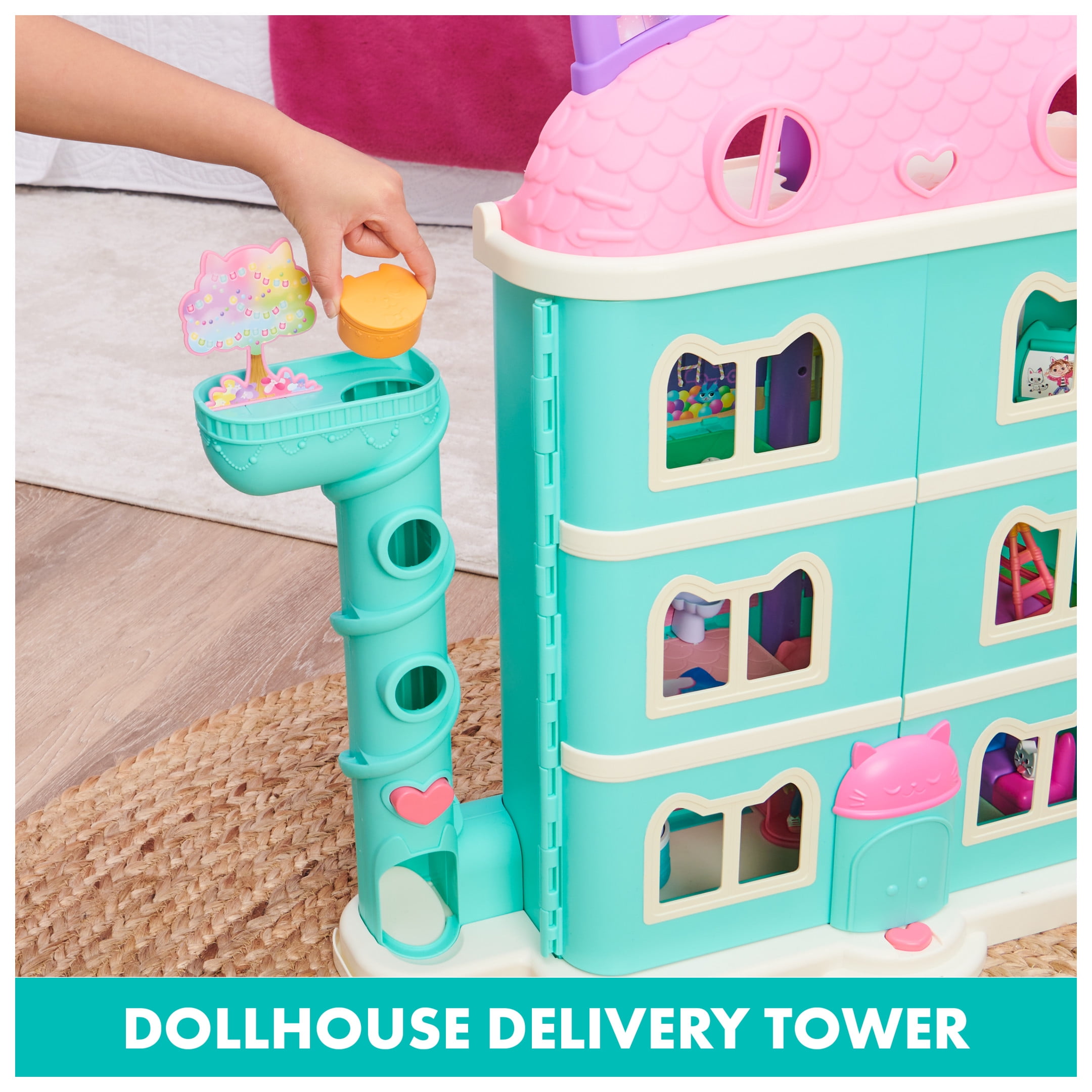 Gabby's Dollhouse, Purrfect Dollhouse 2-Foot Tall Playset with Sounds, 15 Pieces