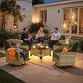 thumbnail image 3 of Vcatnet 9 Pieces Outdoor Patio Furniture, PE Wicker Sectional Sofa, Outdoor Conversation Set with Swivel Rockers and Solar Powered Coffee Table, Black, 3 of 10