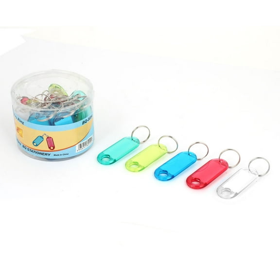 Unique Bargains 30 x Multi Color Plastic ID Label Tags Split Ring Keyring Keychain Keychain