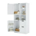 thumbnail image 6 of Bathroom Storage Cabinet With Doors And Drawers, Tall Storage Cabinet With Open Shelves & Adjustable Shelf, Freestanding Pantry Cabinet For Kitchen Living Room Bathroom, 6 of 8